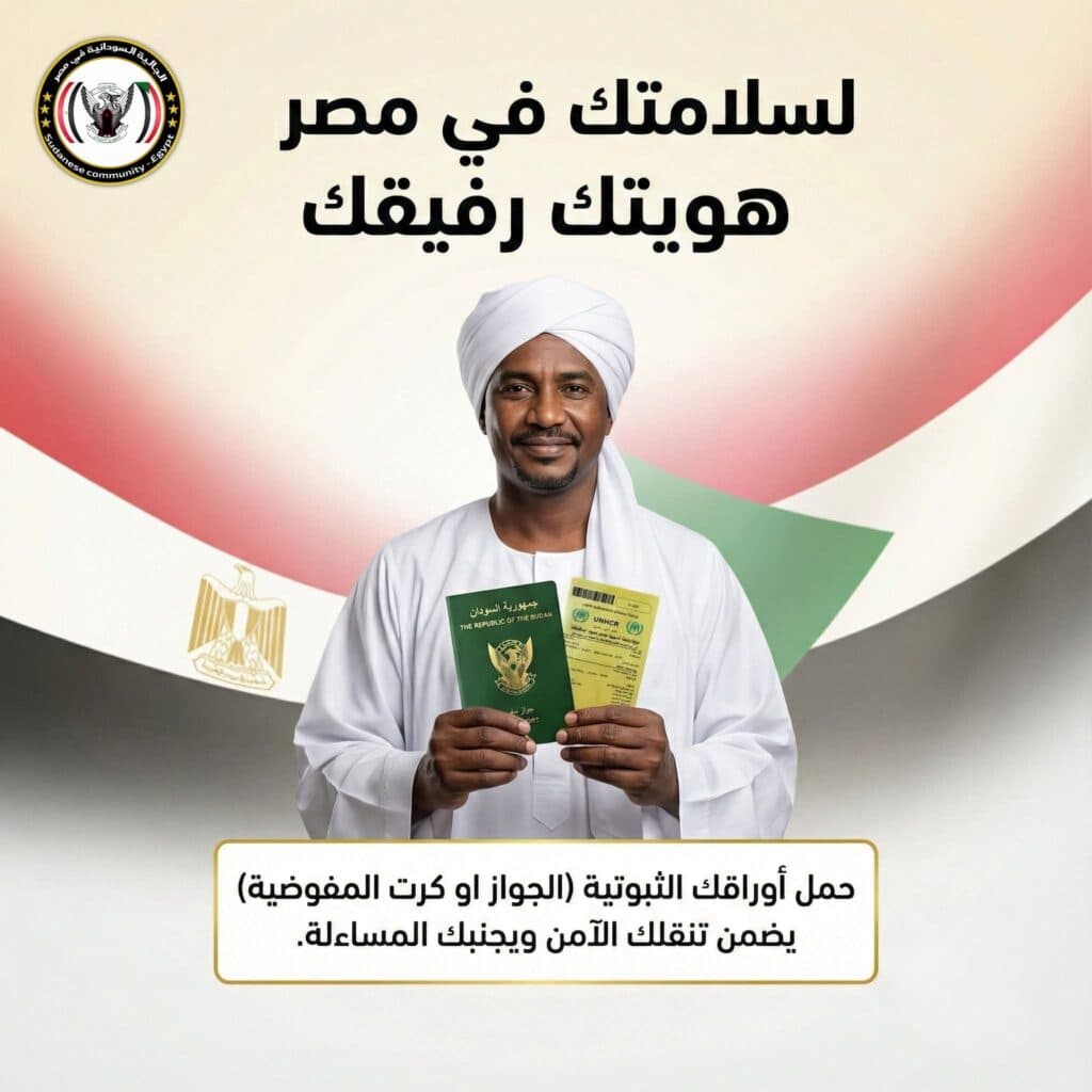 الجالية السودانية في مصر تدعو إلى حمل الأوراق الثبوتية لهذا السبب .. 