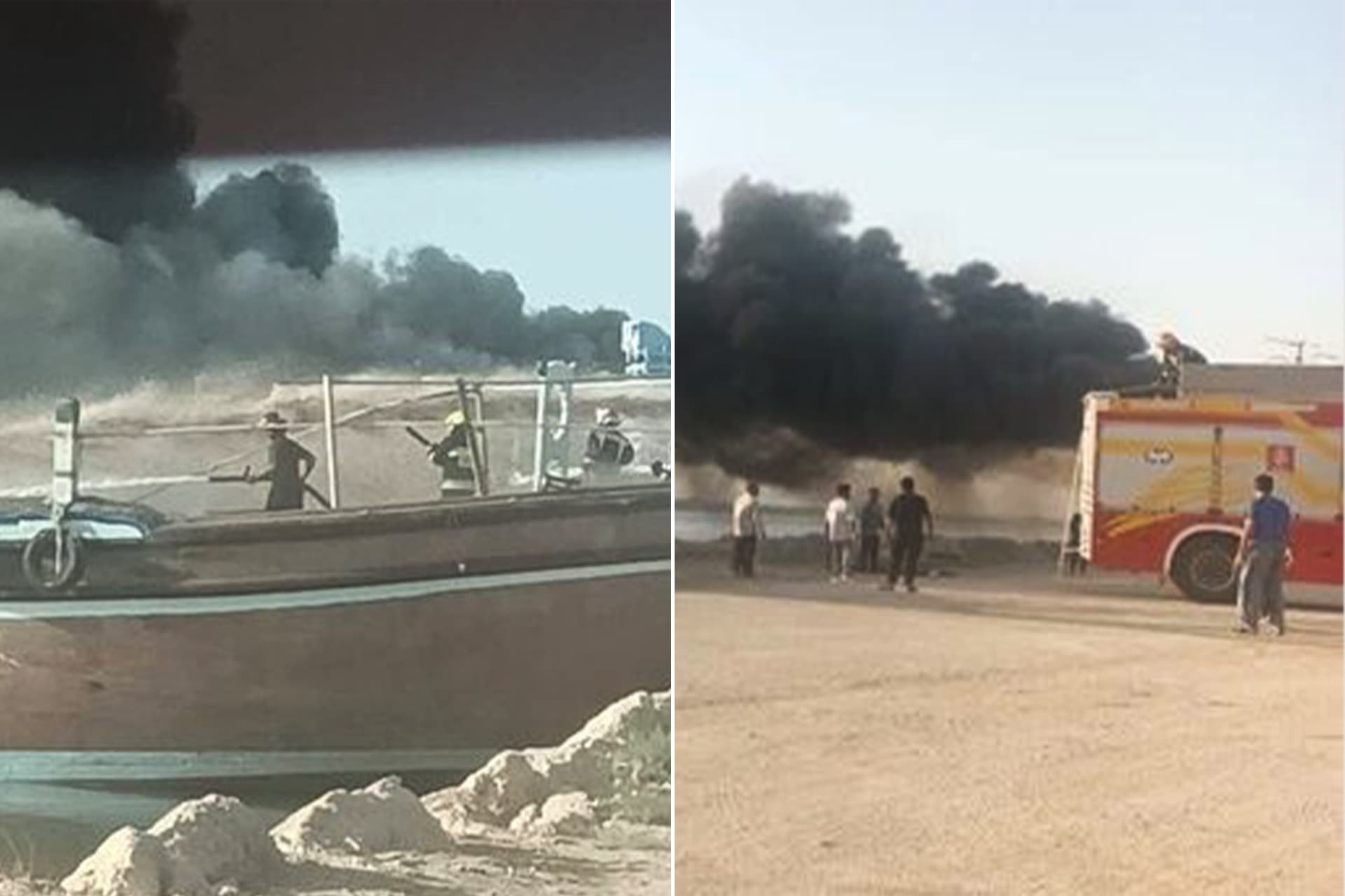 مهر: اندلاع حريق في سفن تجارية بميناء دير الإيراني