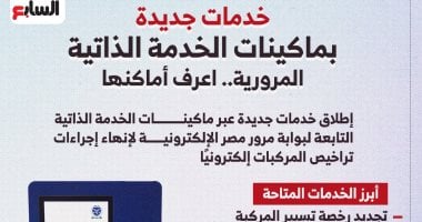 خدمات جديدة لماكينة الخدمة الذاتية المرورية لإنهاء التراخيص.. إنفوجراف