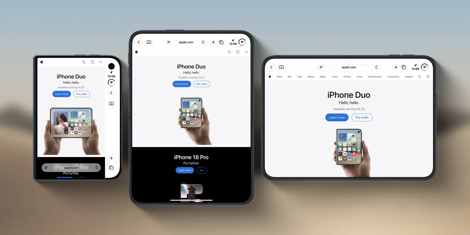 أبل تختبر حلا لمشكلة ضيق واجهة Safari على الشاشة الخارجية لهاتف iPhone Duo