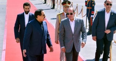 الرئيس السيسى يستقبل ملك البحرين بمطار العلمين الدولى.. فيديو وصور