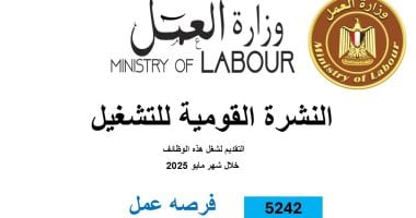 وزارة العمل: 5242 فرصة عمل جديدة فى 50 شركة خاصة بـ8 محافظات020 وزارة العمل: 5242 فرصة عمل جديدة فى 50 شركة خاصة بـ8 محافظات
