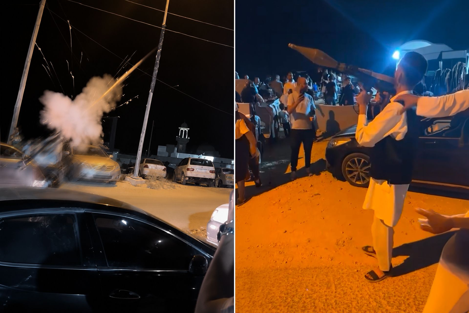 شاهد.. إطلاق قذيفة آر بي جي في مناسبة اجتماعية في ليبيا