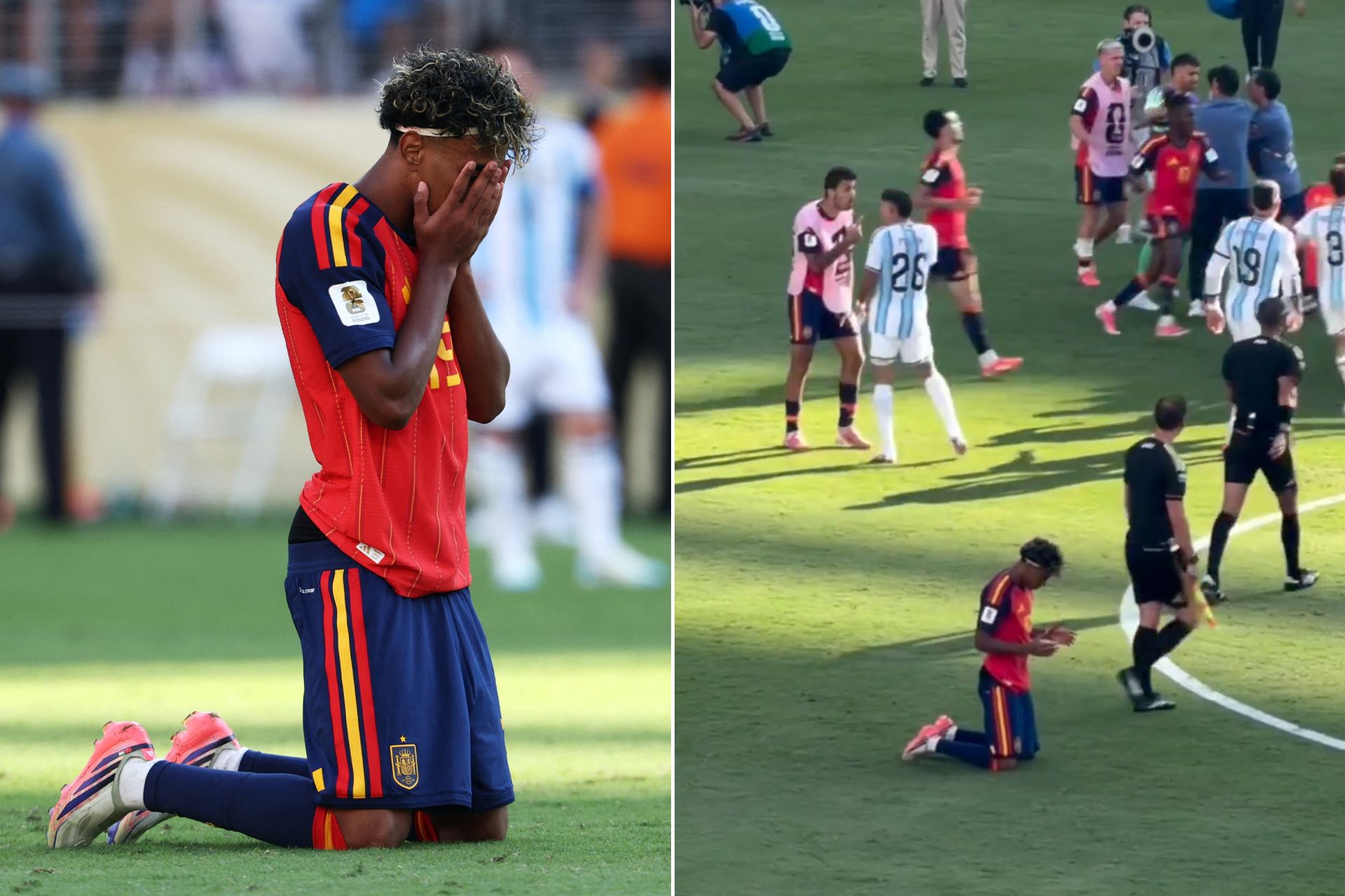 من الدعاء إلى الاحتفاء بجذوره.. لامين جمال يخطف الأنظار في نهائي المونديال