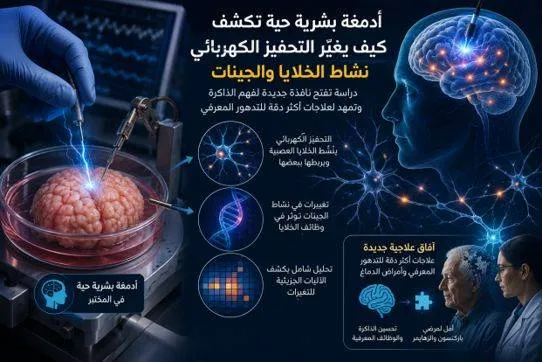 أدمغة بشرية حية تكشف كيف يغير التحفيز الكهربائي نشاط الخلايا والجينات
