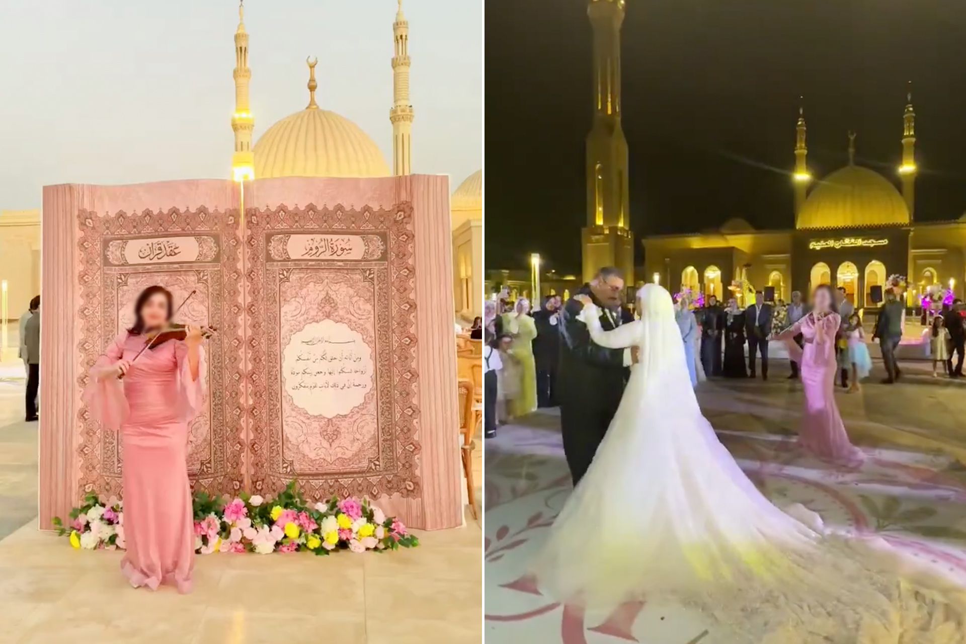 رقص وموسيقى في ساحة مسجد الفتاح العليم.. عقد قران يفجر غضبا بمصر